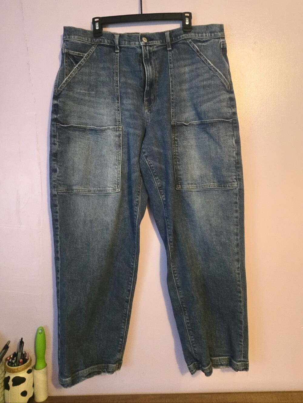American Eagle 18 Super Highrise Baggy Straight Jeans